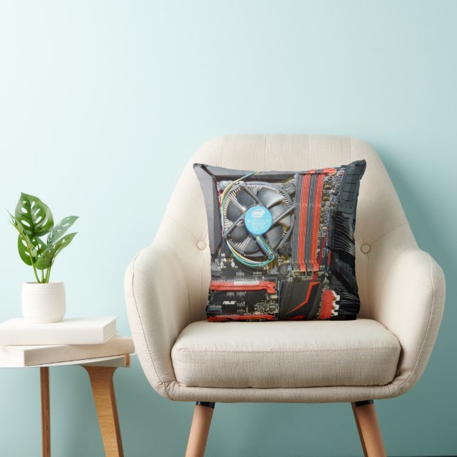 Computer Components Parts, Throw Pillow (Chair)