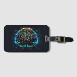 Computer Cyber Brain Luggage Tag