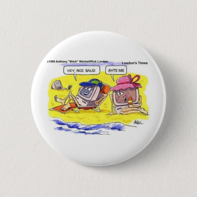 Computer Dating? Funny Gifts Tees & Collectibles 2 Inch Round Button (Front)