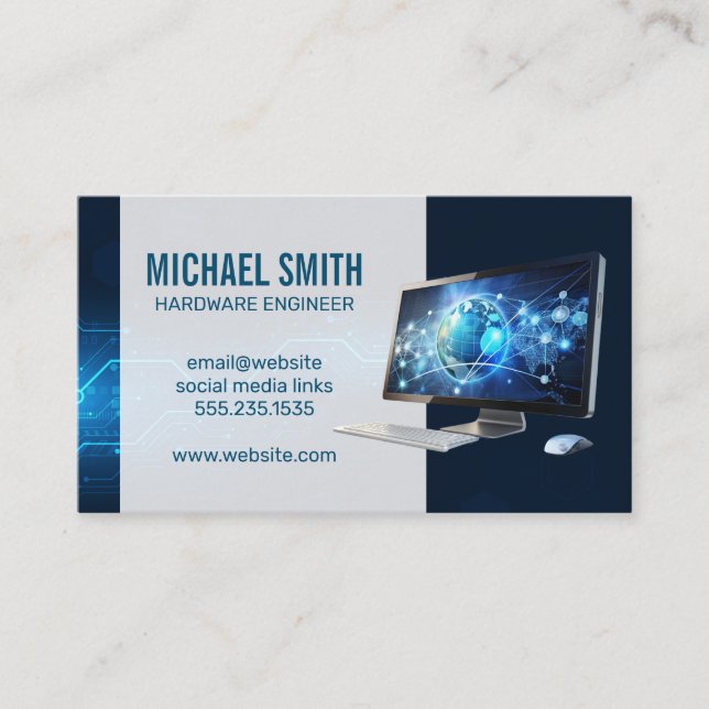 Computer Desktop | Modern Technology Digital Business Card (Front)
