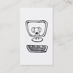 Computer Dog - fun fresh ink drawing new art Business Card