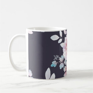 Computer drawn beautiful flowers illustrationart,  coffee mug