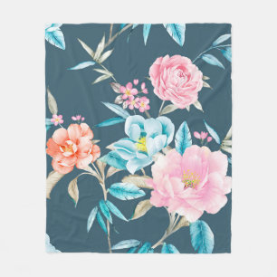 Computer drawn beautiful flowers illustrationflowe fleece blanket