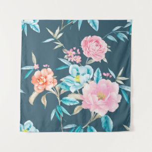 Computer drawn beautiful flowers illustrationflowe tapestry