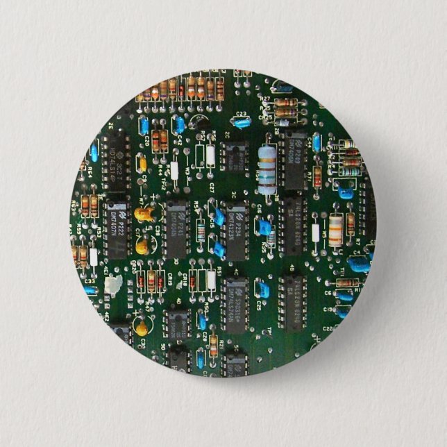 Computer Electronics Printed Circuit Board Image 2 Inch Round Button (Front)