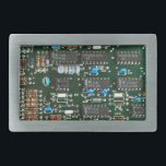 Computer Electronics Printed Circuit Board Image Belt Buckle<br><div class="desc">Computer Printed Circuit Board Printed circuit wiring board image featuring components including integrated circuits,  diodes,  resistors and capacitors from a floppy disc electronic control board. Perfect gift for engineers,  technicians,  electronics and computer hobbyists and geeks of all types.</div>