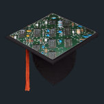 Computer Electronics Printed Circuit Board Image Graduation Cap Topper<br><div class="desc">Computer Printed Circuit Board Printed circuit wiring board image featuring components including integrated circuits,  diodes,  resistors and capacitors from a floppy disc electronic control board. Perfect gift for engineers,  computer science graduates,  technicians,  electronics and computer hobbyists and geeks of all types.</div>