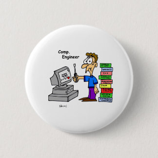 Computer Engineer Cartoon 2 Inch Round Button