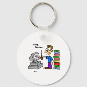 Computer Engineer Cartoon Keychain