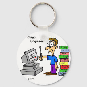 Computer Engineer Cartoon Keychain