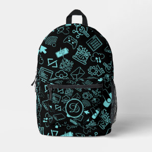 computer engineer programmer coding tech blue printed backpack