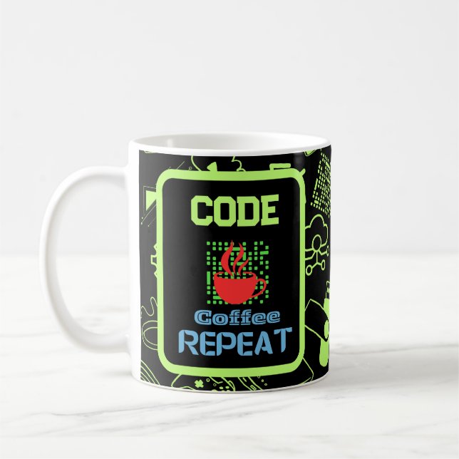 computer engineer programmer coding tech  green coffee mug (Left)