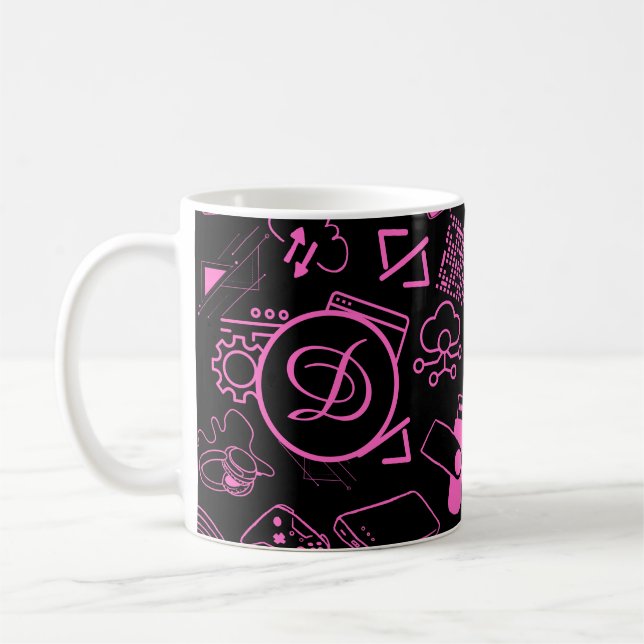 computer engineer programmer coding tech pink coffee mug (Left)