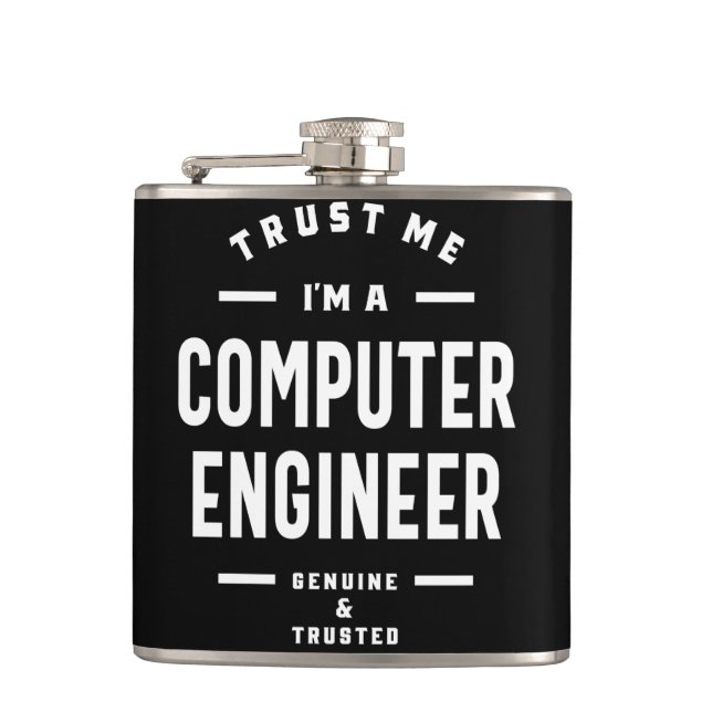 Computer Engineer Work Job Title Gift Hip Flask (Front)