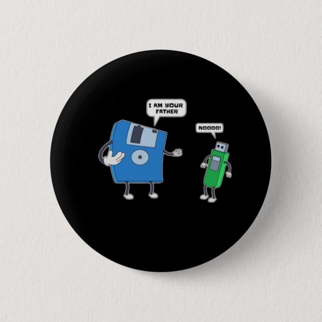 Computer Engineering Father & Son Floppy Disc Gift 2 Inch Round Button (Front)