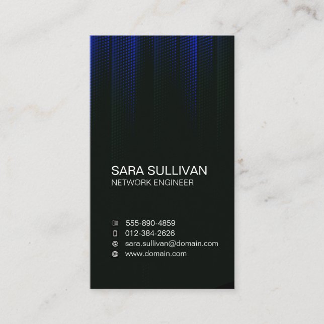 Computer Engineering Technical Blue Halftone Business Card (Front)