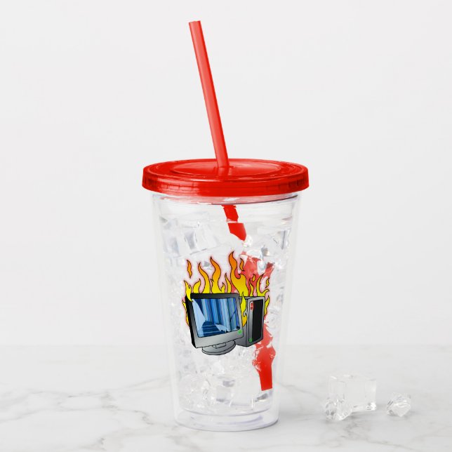 Computer Fire Acrylic Tumbler (Front Ice)