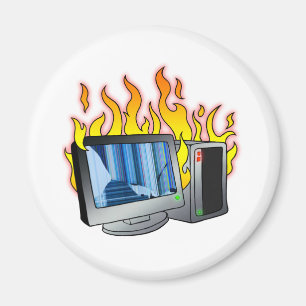 Computer Fire Circle Magnet