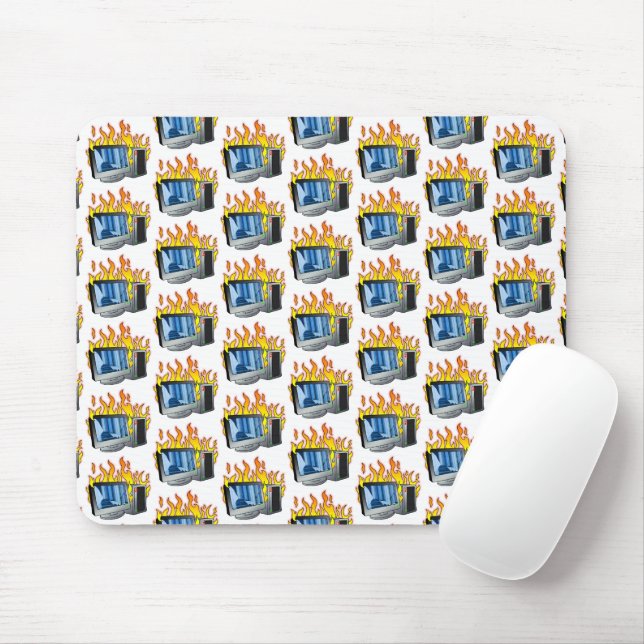 Computer Fire Mousepad (With Mouse)