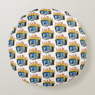 Computer Fire Round Pillow