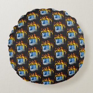 Computer Fire Round Pillow