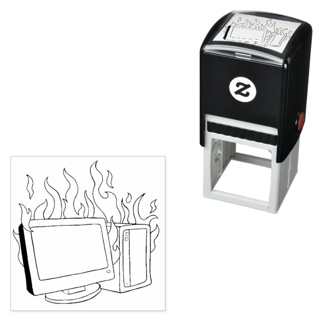 Computer Fire Self Inking Rubber Stamp (In Situ)