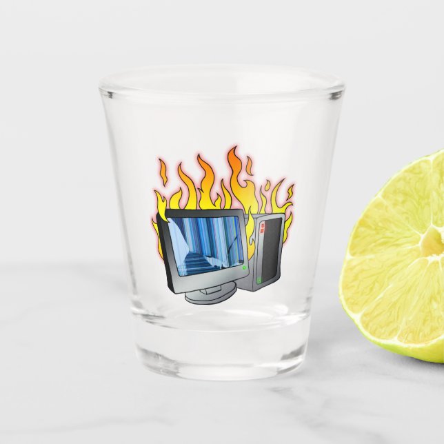 Computer Fire Shot glass (Front)