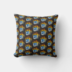 Computer Fire Throw Pillow