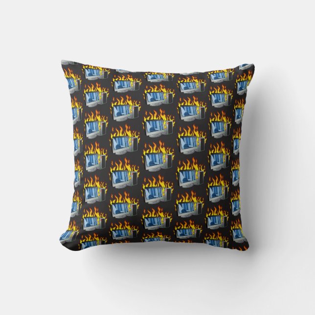 Computer Fire Throw Pillow (Front)