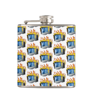 Computer Fire Vinyl Wrapped Flask