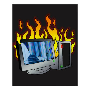 Computer Fire Zazzle Glossy Poster