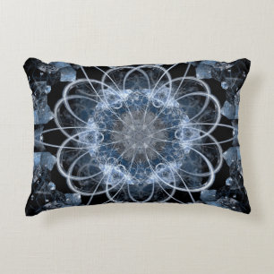 Computer fractal illustration of grey blue winter accent pillow