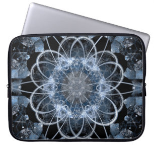 Computer fractal illustration of grey blue winter  laptop sleeve