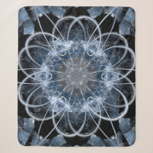 Computer fractal illustration of grey blue winter sherpa blanket