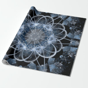 Computer fractal illustration of grey blue winter wrapping paper
