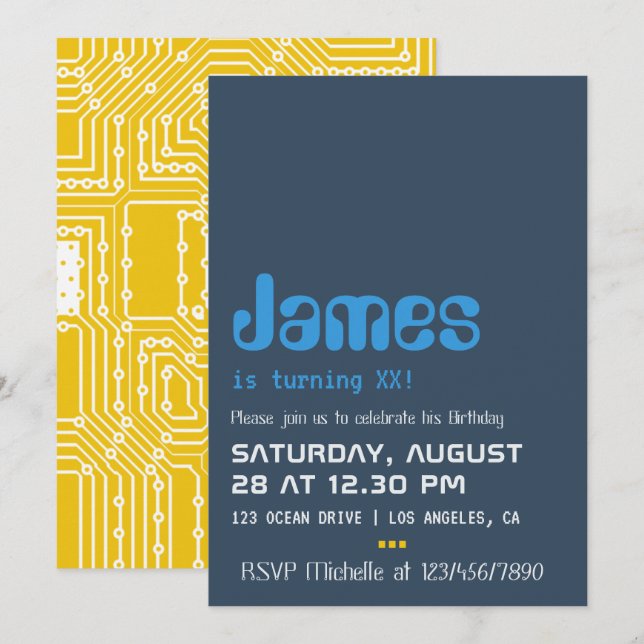 Computer Geek Birthday Party Invitation (Front/Back)