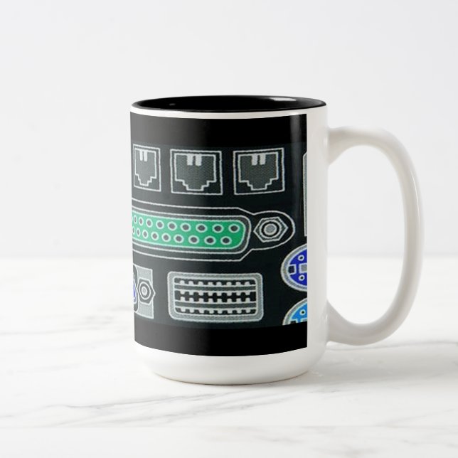 Computer Geek Black Input Pattern Mug (Right)