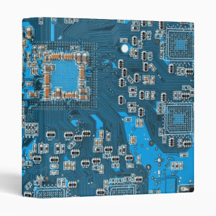 Computer Geek Circuit Board Blue Binder