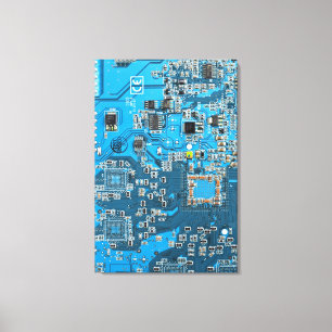 Computer Geek Circuit Board Blue Canvas Print