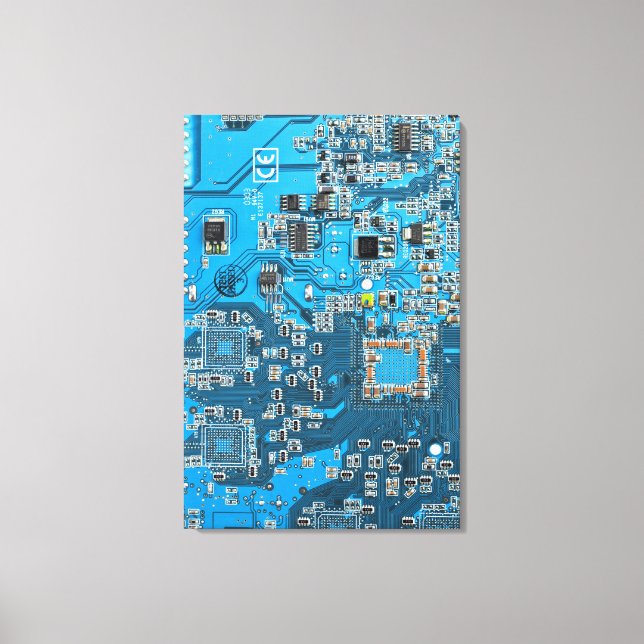 Computer Geek Circuit Board Blue Canvas Print (Front)