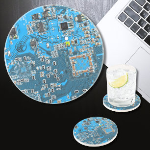 Computer Geek Circuit Board - blue Coaster