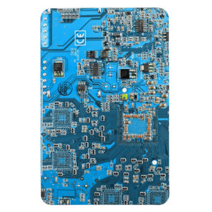 Computer Geek Circuit Board - blue Magnet