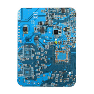 Computer Geek Circuit Board - blue Magnet