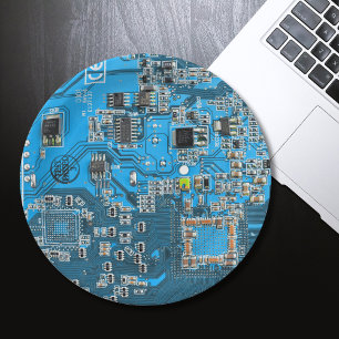 Computer Geek Circuit Board Blue Paper Plate