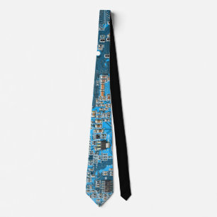 Computer Geek Circuit Board Blue Tie