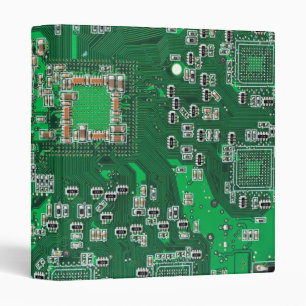 Computer Geek Circuit Board Green Binder