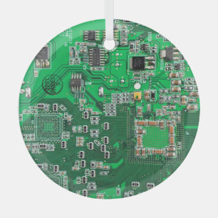 Computer Geek Circuit Board - Green Glass Ornament