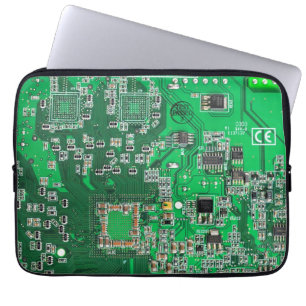 Computer Geek Circuit Board - Green Laptop Sleeve