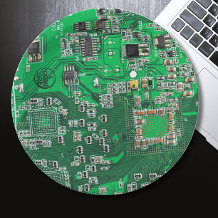Computer Geek Circuit Board Green Paper Plate