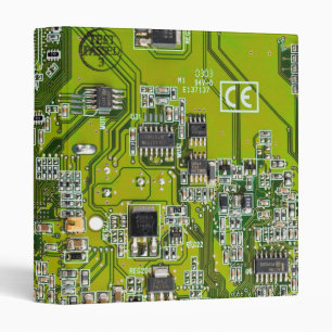Computer Geek Circuit Board Light Green Binder